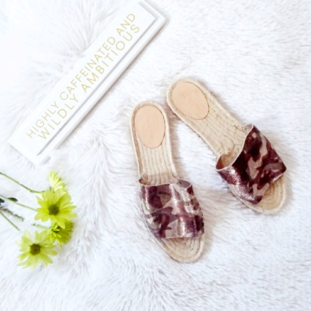 J. Crew 'Valencia' Metallic Camo Slides